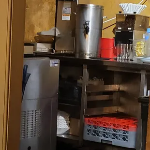 Workplace for staff, and this is the only place which was a sore in a eye for me as I wa seated right in front of it
