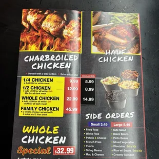 Charbroiled chicken Menu