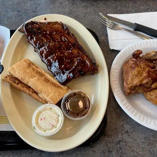 My ribs 'N' broasted chicken combo (yes this is one meal)
