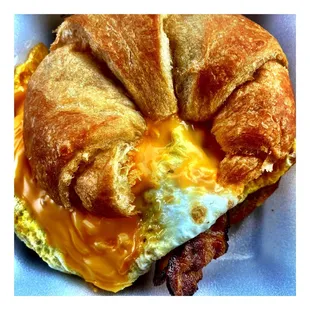 Cheese &amp; Eggs w/Bacon Croissant! Charcoal Delights. Breakfast Chicken Kebabs Gyros Italian Beef Hotdogs Burgers Sandwiches Salads. Cool.