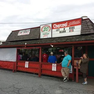 A busy charcoal grill