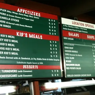 A shot of the menu.