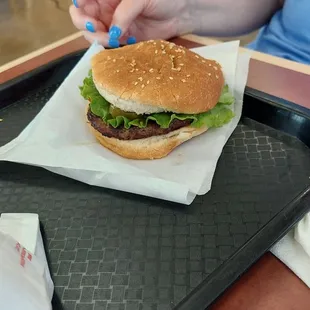A Charcoal oven burger.