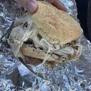 Pit turkey sandwich with provolone