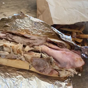 Mega Threat Sandwich and Fries