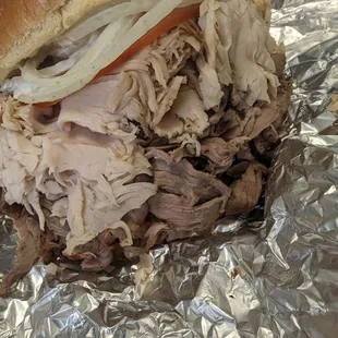 2 meat sandwich (turkey &amp; beef)