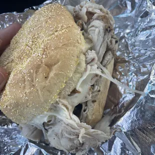 Pit turkey sandwich with provolone