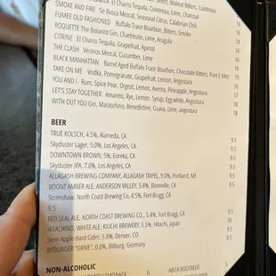 the menu of the restaurant