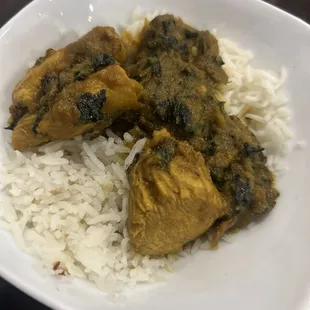 PALAK CURRY WITH WHITE RICE