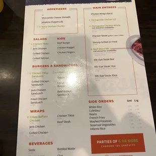 menu