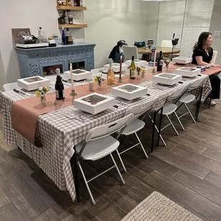 The adorable in home set up for the class