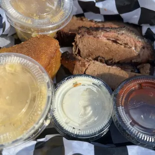 1 meat platter w/ 2 sides and cornbread