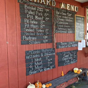 the menu on the wall