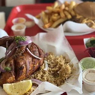 a tray of food on a table