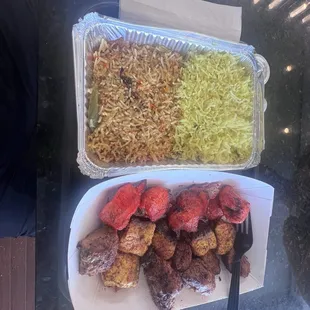 Salmon chicken lamb kabobs