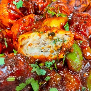 10 Chicken Chilly Momos (Dumplings)