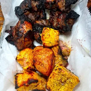 Salmon Tikka Skewer Tandoori Jerk Kabob w/2 sides &amp; Naan