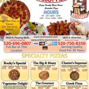 Specialty Pizza Menu