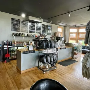 Inside of shop - ordering counter. Nothing fancy, pretty basic set up, some merch for sale, friendly service