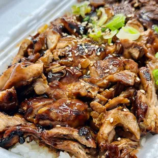 a meal in a styrofoam container