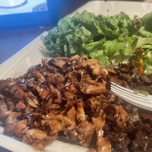 Chicken &amp; Beef Teriyaki plate..