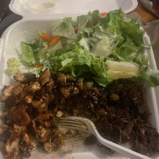 Chicken &amp; Beef Teriyaki Plate.. Excuse my picture I was hungry.