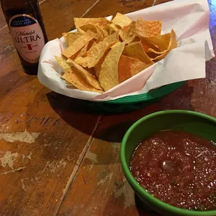 Chips and salsa and a cerveza!