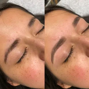 Before and after eyebrow wax and fill