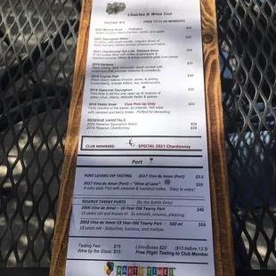 Tasting menu Oct 2022