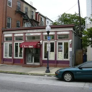 a car parked in front of a building