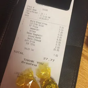 Your bill comes with random candy