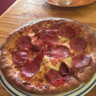 8 inch pie with two toppings for under 6 bucks. Pretty good deal