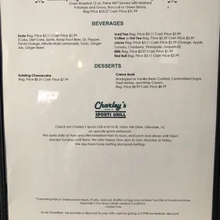 Cover of menu