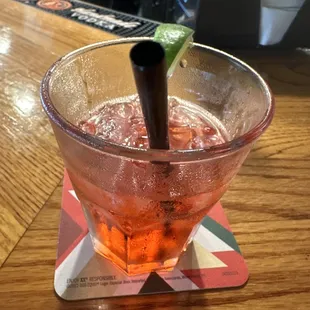 a drink in a glass