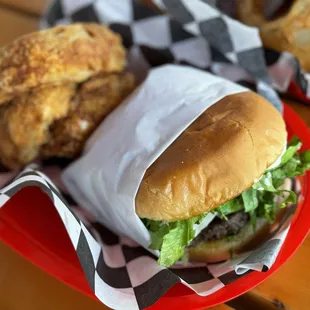 #6. Bleu Cheese Burger and Onion Rings