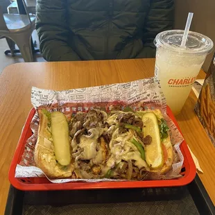 PHILLY CHEESESTEAK, PEACH LEMONADE