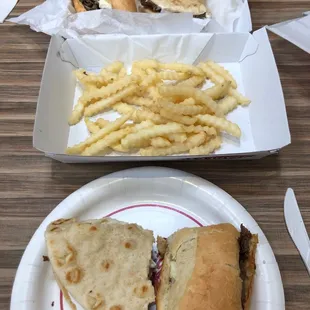 Left is the gyro, right is the Philly.