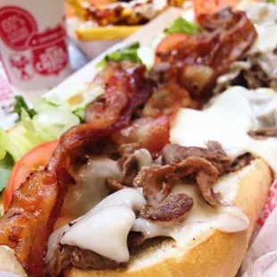 Bacon 3 Cheese Steak Sandwich