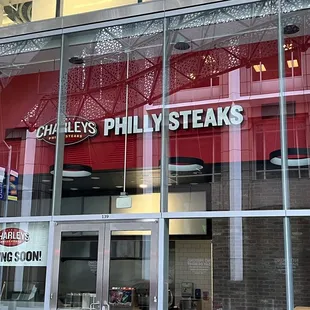 the entrance to the restaurant