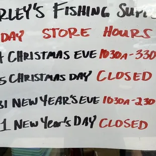 Holiday hours