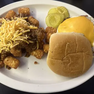 Wildcat Burger and Messy Tots