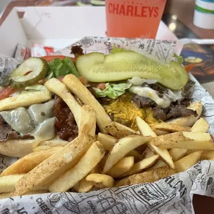 Steak Sandwich and Strawberry Lemonade