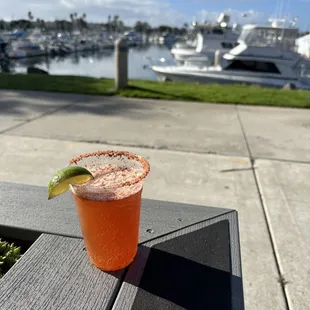 Michelada on the patio at Charli&apos;s Landing!!!