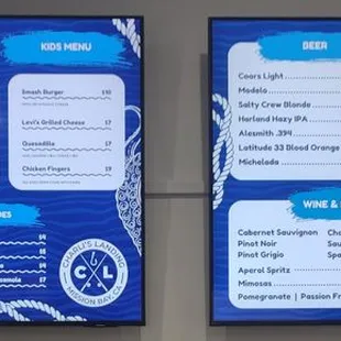 Menu screens