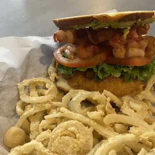 BLT with onion strings