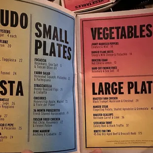 Full dinner menu