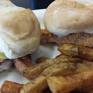 Catfish Sliders and Fries