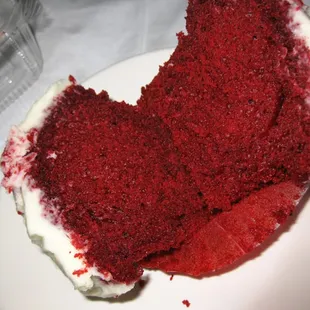 red velvet cupcake, cut in half