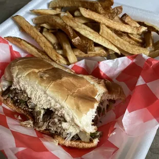 a sandwich and french fries