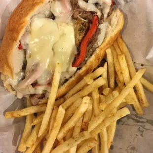 a sandwich and french fries